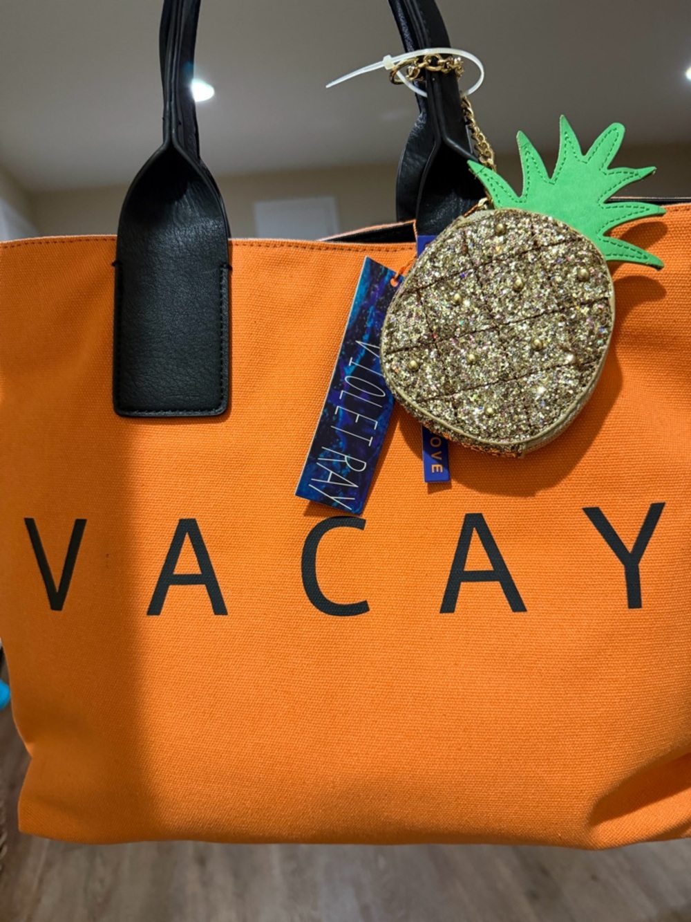 ‘VACAY' Canvas Tote Bag with Black Handles by Violet Ray - Picture 4 of 9